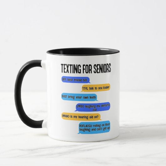 Mug Textes pour les aînés Drôle Retraite Code texte  (Gauche)