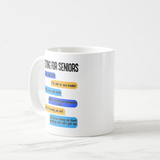 Mug Textes pour les aînés Drôle Retraite Code texte (Devant gauche)