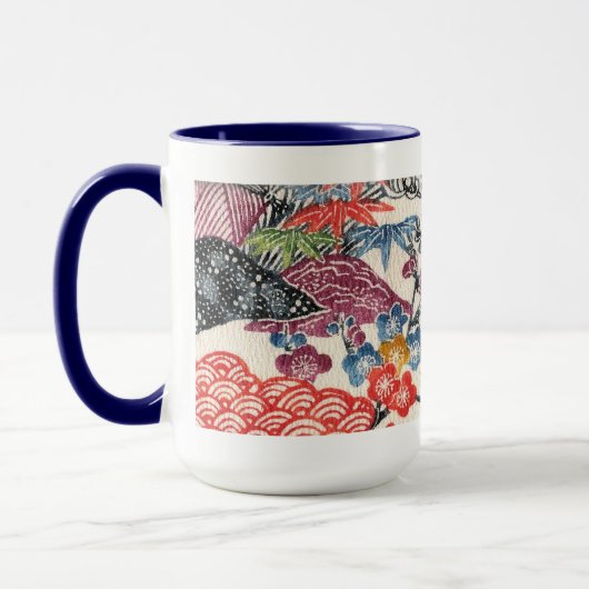 Mug Textile de Bingata d'Okinawan (Gauche)