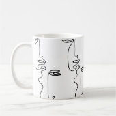Mug Texture avec faces abstraites. Une ligne continue  (Gauche)