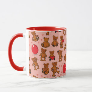 Mug Texture avec le nounours, coeurs