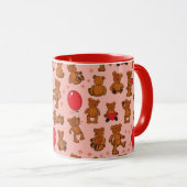 Mug Texture avec le nounours, coeurs (Devant droit)