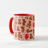Mug Texture avec le nounours, coeurs (Devant gauche)