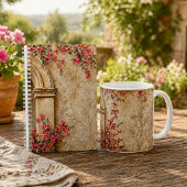 Mug Texture botanique beige d'arche florale vintage