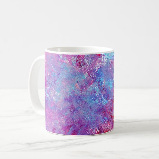 Mug Texture créative bleu-rose, taches de peinture. (Devant gauche)