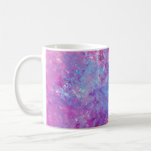 Mug Texture créative bleu-rose, taches de peinture. (Gauche)