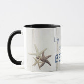 Mug Texture de bois adorable, étoile de mer, plage (Gauche)