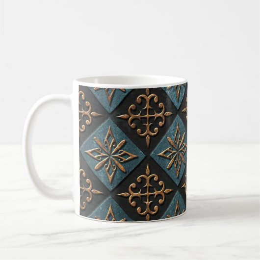 Mug Texture de bronze avec motif de sculpture. (Gauche)