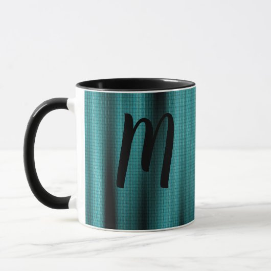 Mug Texture de feuille bleue Personnaliser le monogram (Gauche)