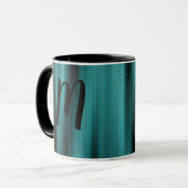 Mug Texture de feuille bleue Personnaliser le monogram (Devant gauche)