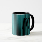 Mug Texture de feuille bleue Personnaliser le monogram (Devant droit)