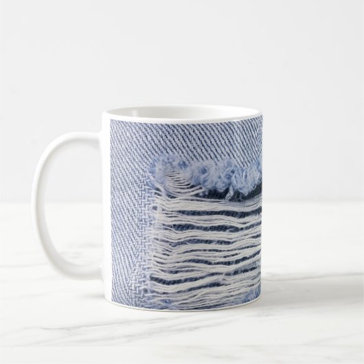 Mug Texture de jean bleu clair torn (Gauche)
