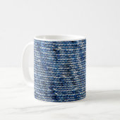 Mug Texture de laine de tricot bleu (Devant gauche)