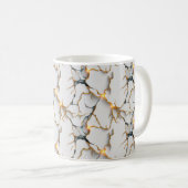 Mug Texture de marbre blanc avec veines d'or lumineuse (Devant droit)