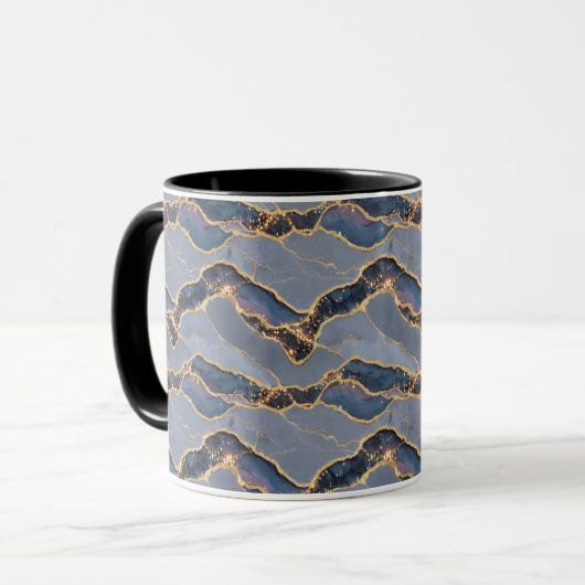 Mug Texture de marbre gris foncé de luxe avec veines d (Devant gauche)