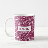 Mug Texture de paillettes roses fausses avec nom perso (Gauche)