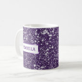 Mug Texture de paillettes violettes fausses avec votre (Devant gauche)