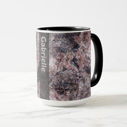 Mug Texture de roche de géologie rosâtre avec le nom (Devant droit)