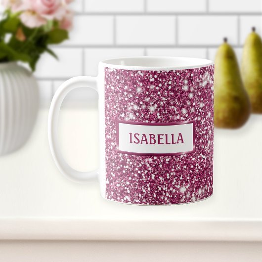 Mug Texture de scintillement rose faux avec nom person