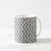 Mug Texture en laine tricotée blanche, photo de gros p (Devant droit)