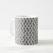 Mug Texture en laine tricotée blanche, photo de gros p (Devant gauche)