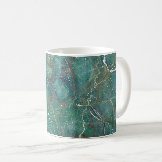 Mug texture en marbre vert malachite, structure détail (Devant droit)