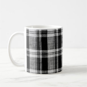 Mug Texture en tissu blanc et noir à damiers plaid pou