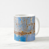 Mug Texture métallique rouillée, décoration rayée bleu (Devant droit)