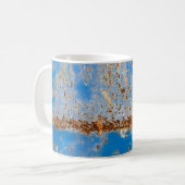Mug Texture métallique rouillée, décoration rayée bleu (Devant gauche)