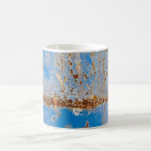 Mug Texture métallique rouillée, décoration rayée bleu (Centre)