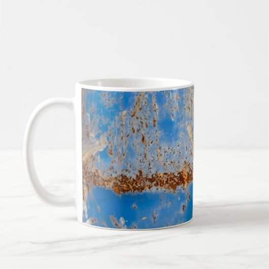 Mug Texture métallique rouillée, décoration rayée bleu (Gauche)