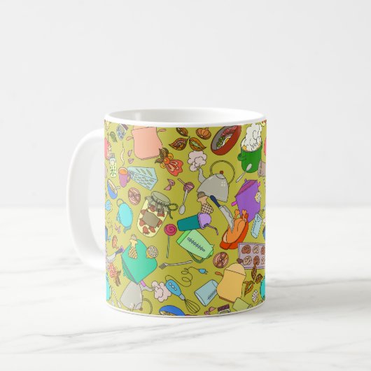 Mug Texture transparente. Doodles dessinés à la main o (Devant gauche)