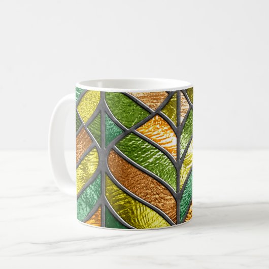 Mug texture transparente en verre tendu avec motif feu (Devant gauche)