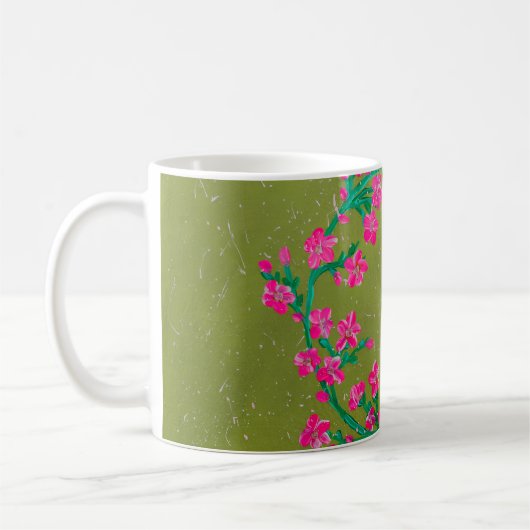 Mug Textured Pink Flower Wreath Painting (Gauche)