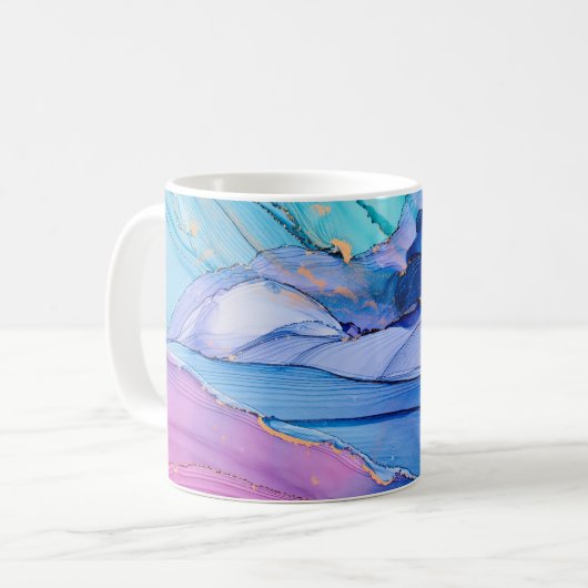 Mug Textures fluides, art abstrait de luxe. (Devant gauche)