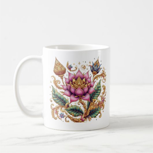 Mug Thailandais Motif Flower Classic Céramique (Gauche)