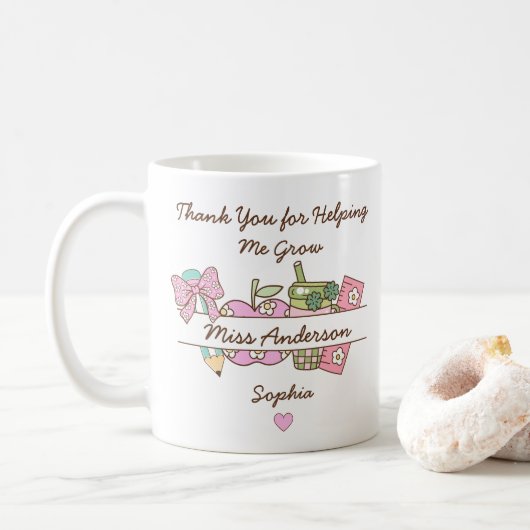 Mug Thank You for Helping Me Grow Teacher Appreciation (Avec donut)