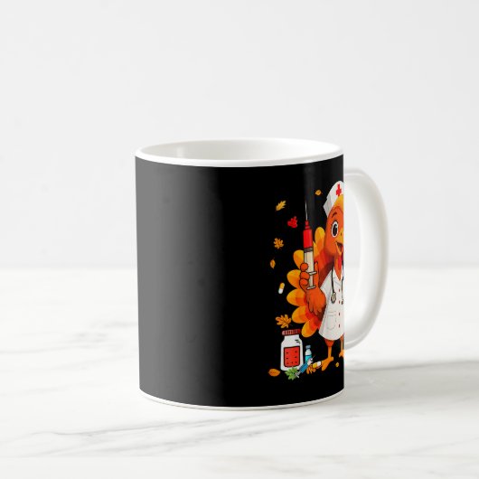 Mug Thankful Turkey Funny Scrub Nurse Fall Thanksgivin (Devant droit)