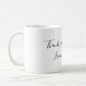 Mug thanks for coming add name text message gold heart (Gauche)