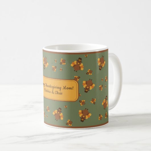 Mug Thanksgiving Automne Vert Turquie (Devant droit)