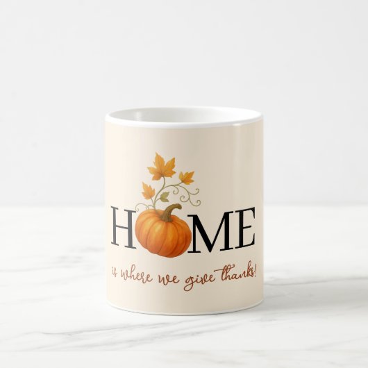 Mug Thanksgiving Citrouille Home Où nous donnons des r (Centre)