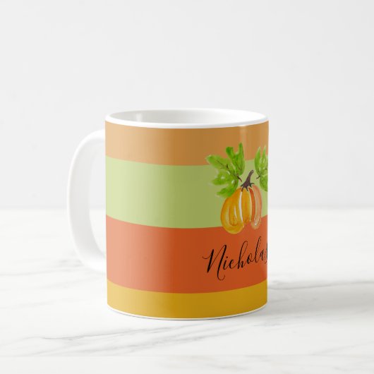 Mug Thanksgiving Citrouilles d'aquarelle personnalisée (Devant gauche)