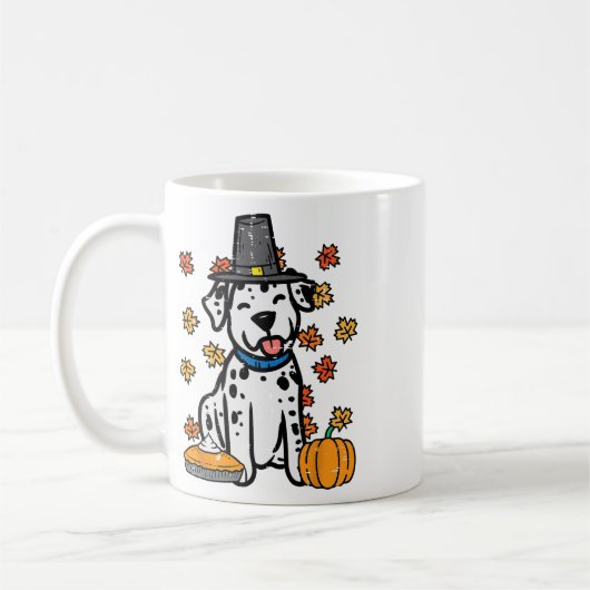 Mug Thanksgiving Dalmatian mignon Automne Chien Hommes (Gauche)