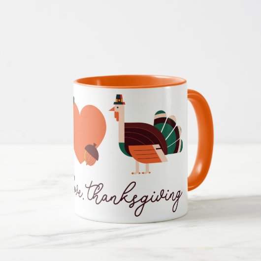 Mug Thanksgiving Day Citation, Love Peace Thanksgiving (Devant droit)