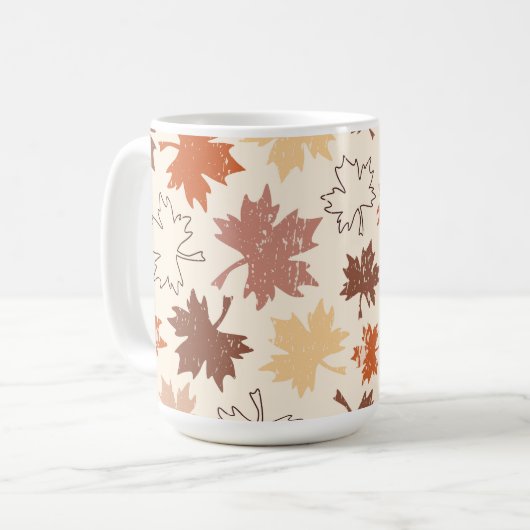 Mug Thanksgiving jour design, automne feuilles naturel (Devant gauche)