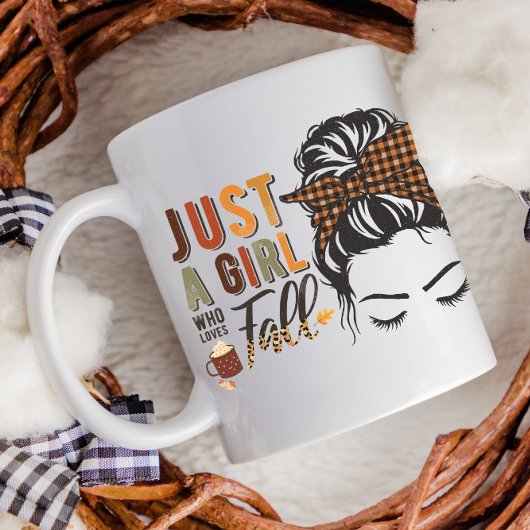 Mug Thanksgiving Just a Girl Who Love Fall Messy Bun