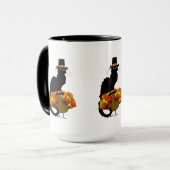 Mug Thanksgiving Le Conversation Noir avec le pèlerin (Devant gauche)