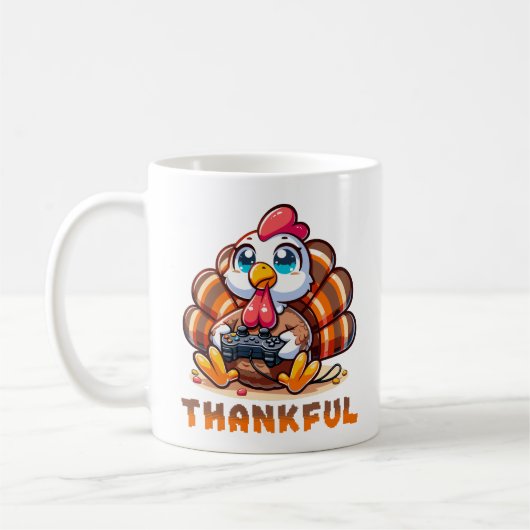 Mug Thanksgiving mignon Turquie Jouer jeu vidéo (Gauche)