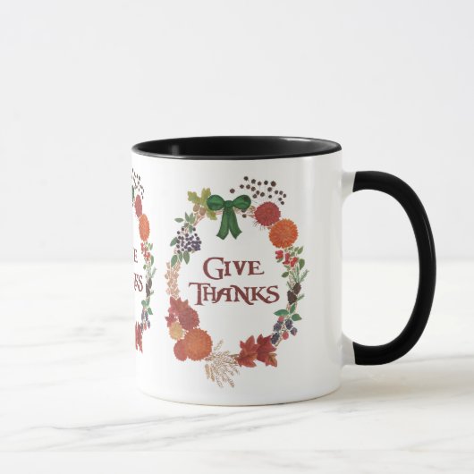 Mug Thanksgiving Personnalisé Merci Fall Wreath (Droite)