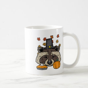 Mug Thanksgiving Pilgrim Raccoon mignon Automne Hommes